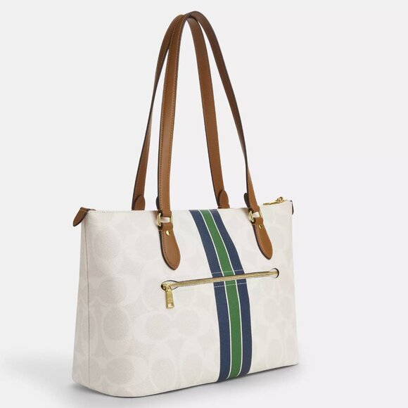 NWT Coach CBM18 Gallery Tote Bag In Signature Canvas With Stripe Print *SEALED* - Picture 3 of 7